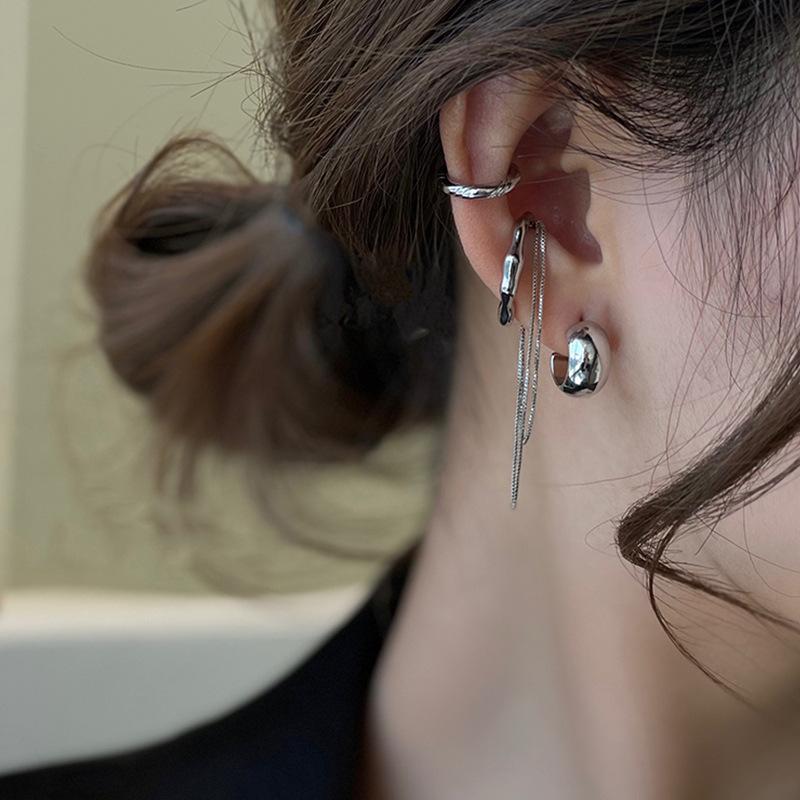 New Fashion Double Chain Pendientes Tassel Earrings Ear Clip for Women Girl Long Cuff Earring No Pierced Bohemia Gift Trend