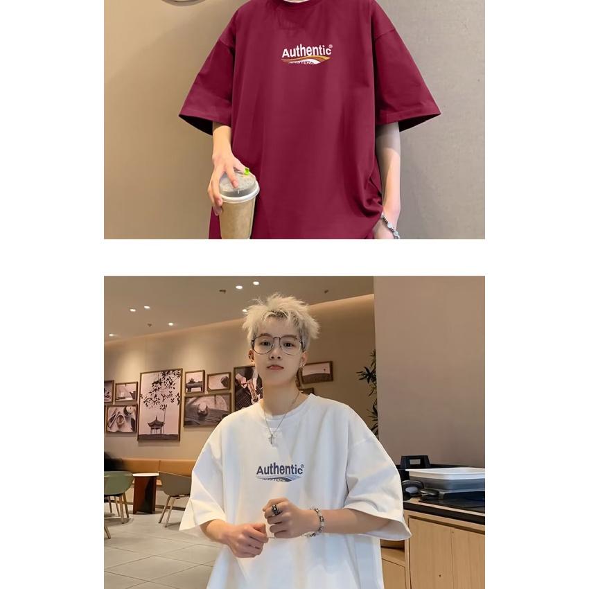 Men'S Trendy Letter Round Neck Printed Short Sleeved T-Shirt For Summer Ins Loose Casual Top