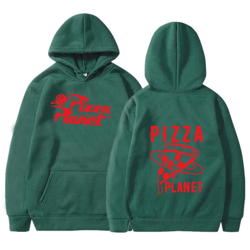 Pizza Planet Bedruckte Hoodies Langarm Lässiges Unisex-Sweatshirt Grafikbedruckte Pullover mit Kapuze Harajuku Unisex Streetwear