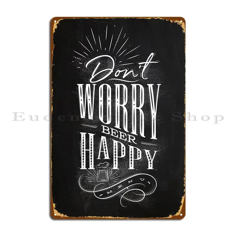 Beer Happy Chalk Metal Sign Wall Cave Retro Design Cinema Pub Tin Sign Poster 20x30cm(7.8x11.8inch)