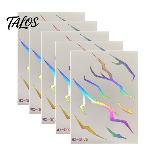 Talos 5 Sheets Holographic Lightning Tattoos, Waterproof Flash Temporary Stickers, Full Color Body Art for Festival Party
