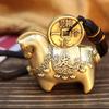 Cute Brass Horse Statue Vintage Style Lucky Horse Figurine Creative Lucky Ornament  Office Decor