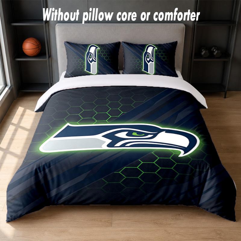 Seattle Seahawks Design Bed Bedding Set 1 Duvet Cover + 2 Pillowcases Soft Breathable Household Bed Linens