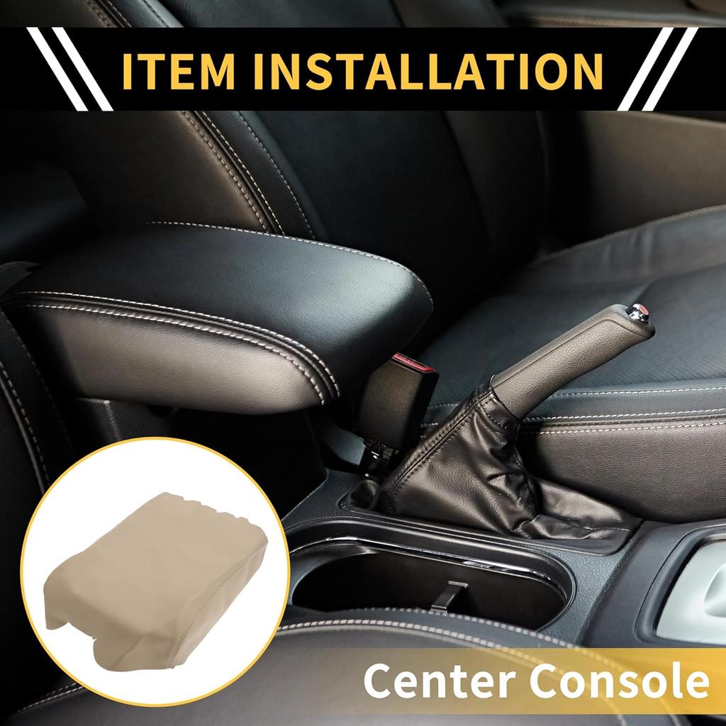 Console Lid Armrest Cover for Toyota Tundra 2007-2013 Tahoe Middle Console Pad Armrest Protector Microfiber Leather with Beige