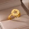 Hollow Little Star Stainless Steel Rings Women Gold Color Open Ring Aesthetic Waterproof Charm Jewelry Wedding Party Accessories