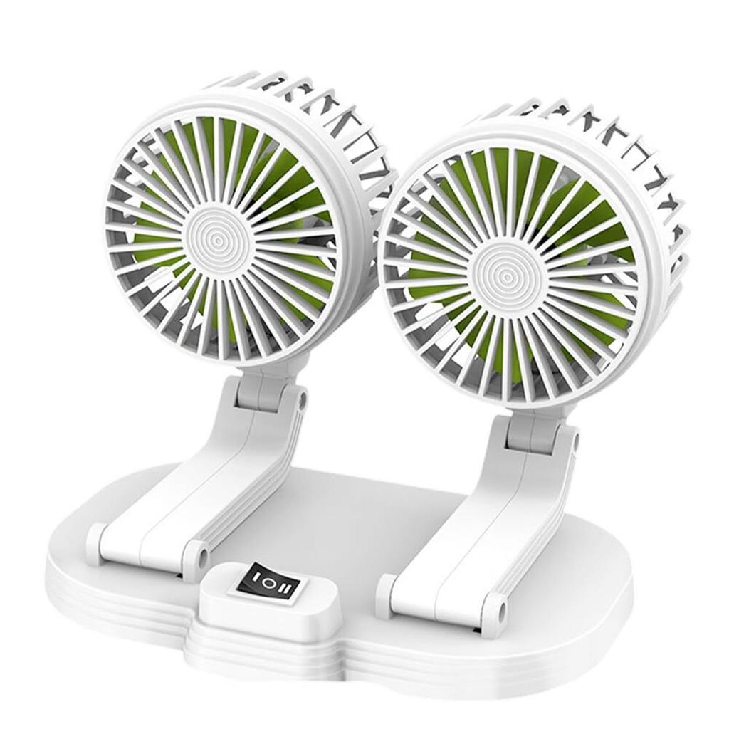 Car Fan Portable Two Head Electric Vehicle Mounted USB,360° Rotation Vehicle Fan 2 Speeds Strong Wind Circulation Fan Portable Electric Fan For Dashbo