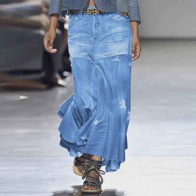 2024 European & American Fashion Week Irregular Long Skirt - Women's Comfortable & Casual Spring/Autumn Wear