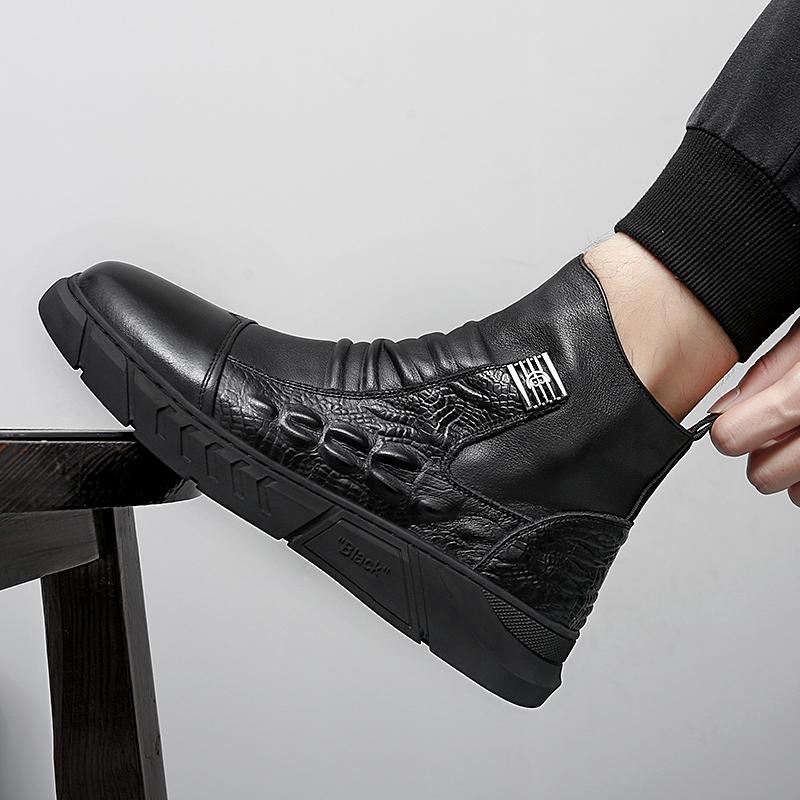 Mode 2024 Mode Herren Stiefeletten Britischer Stil Lässig Luxus Designer Business Outdoor Seitenreißverschluss Herren Leder Motorradstiefel