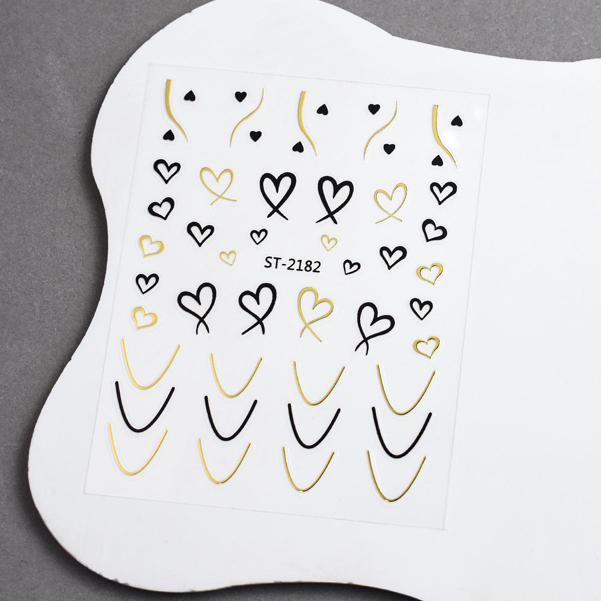 

Наклейки для нейл-арта в виде линии сердца и полумесяца - Черные, Золотые, Серебряные наклейки