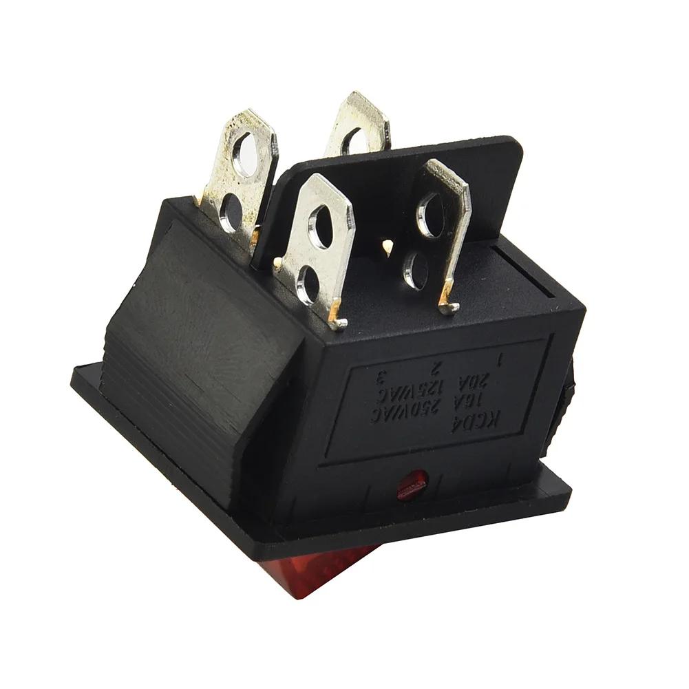10pcs Red Light 4 Pin DPST ON/OFF Rocker Switch KCD4 15A 250V / 20A 125V AC Power Control Switch For Electrical Instruments