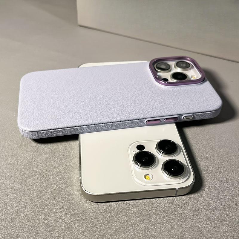 Lychee Leather Pattern Suitable for Apple 16 ProMax Mobile Phone Case Metal Button Iphone14 Simple 13 Protective Case 15