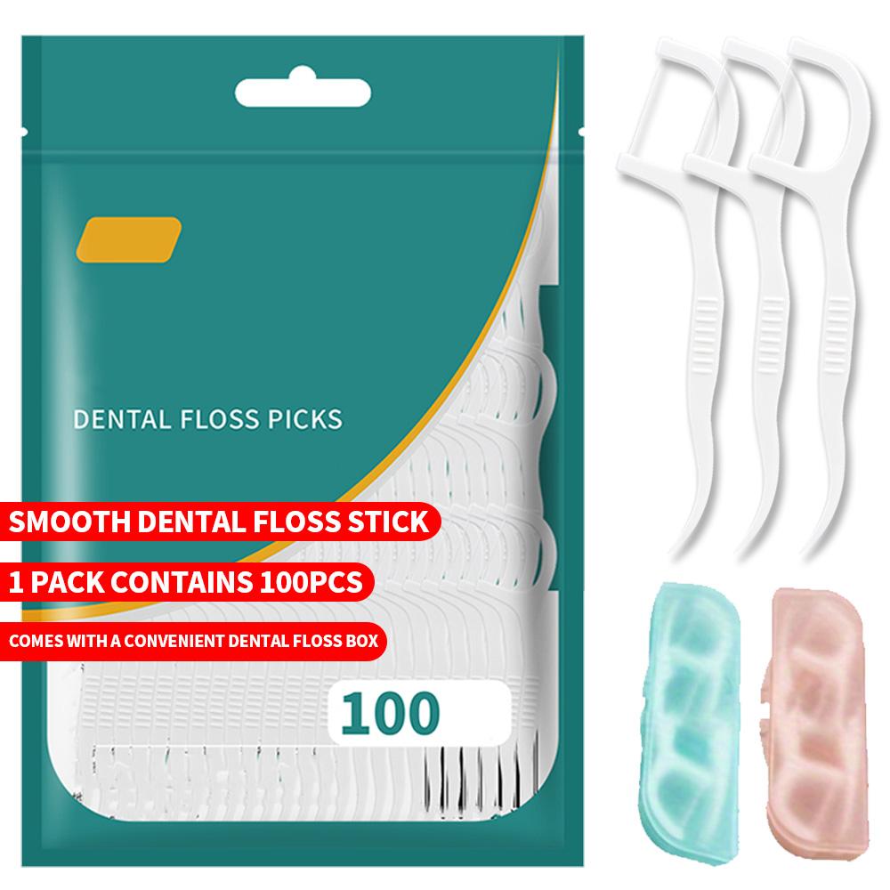(Comes with Convenient Dental Floss Box) 1000/500/300/100/50PCS Fine Sliding Dental Floss Stick Cleaning Tool for Interdental Ga