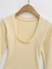 Women's Spicy Girl Deep U-Neck Sexy T-Shirt: Summer Slim-Fit, Elastic Mid-Sleeve, Pure Desire Top