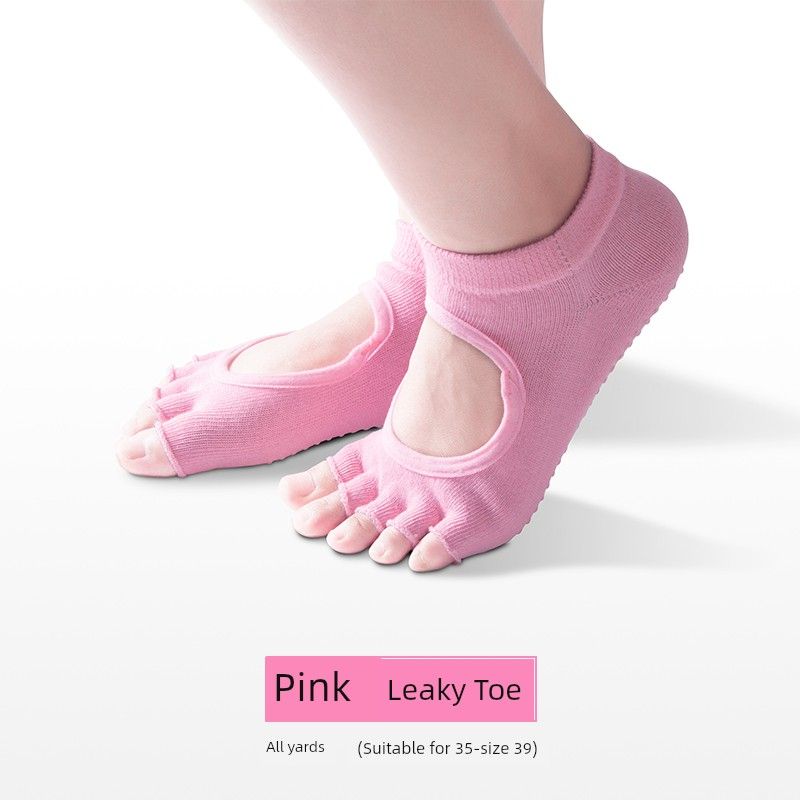 

Women s Anti-Slip Backless Yoga Socks [Pink] Leaky Toe