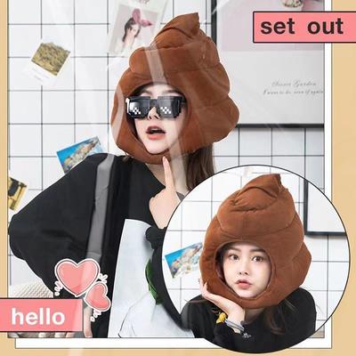 Creative Cute Shit Shape Plush Hat Stuffed Toy Funny Fake Poop Full Headgear