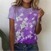 Summer Flower Pattern 3D Printed T-shirt for Women, Round Neck Short Sleeved Casual T-shirt, Harajuku T-shirt, Y2k Top, Women's Clothing