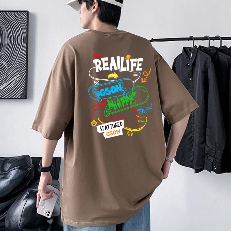 Hip Hop Style Mens Oversized Drop Shoulder T-Shirt 100% Cotton Streetwear Tee