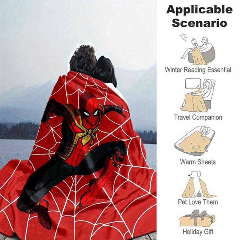 1pc Spider-Man Printing Blanket - Soft, All-Season Throw for Office Blanket, | Personalized Gift with Adorable Cartoon Design