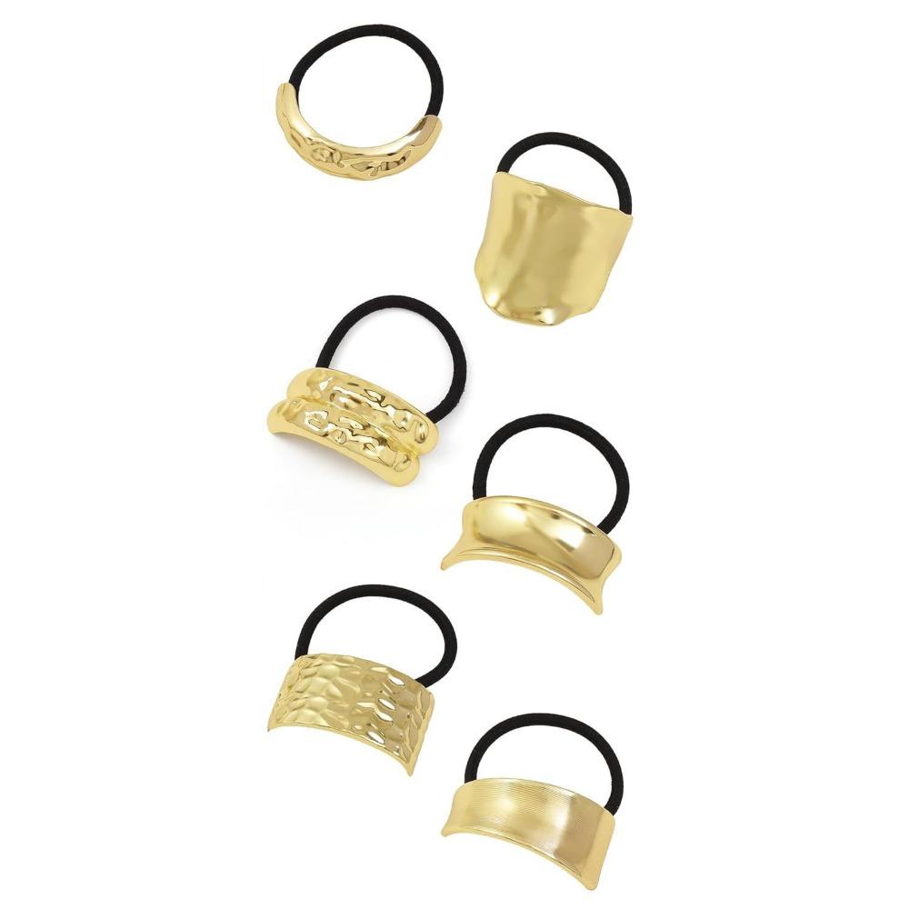 Golden Color Metal Hair Cuff Irregular Shape Hair Rope Classic Elastic Hair Band  Girls