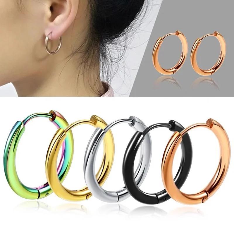 10/20 Stück Minimalistische 316L Edelstahl Kleine Creolen Ohrringe für Damen Herren Klassische Runde Ohrringe Modischer Ohrpiercing Schmuck