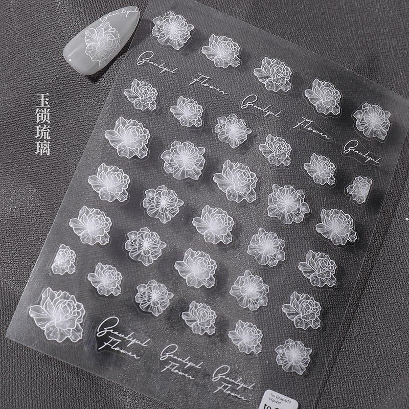 

Lace Hollow Jade Lock Colored Glaze with Adhesive Tape Nail Art Sticker Jade lock glass