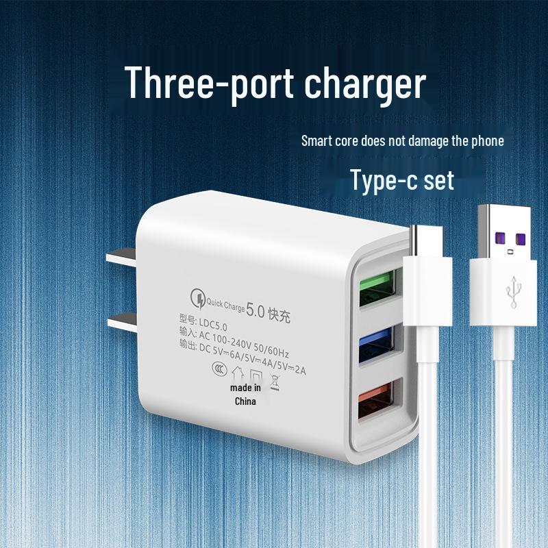 Universal Fast Charging Multi-Port USB Charger for Android, Huawei, Xiaomi, Vivo, and OPPO Devices