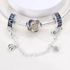 New 925 Silver Safety Chain Moon Flower Star Dangle Charm Fit Original DIY Bracelet For Women Girl Jewelry