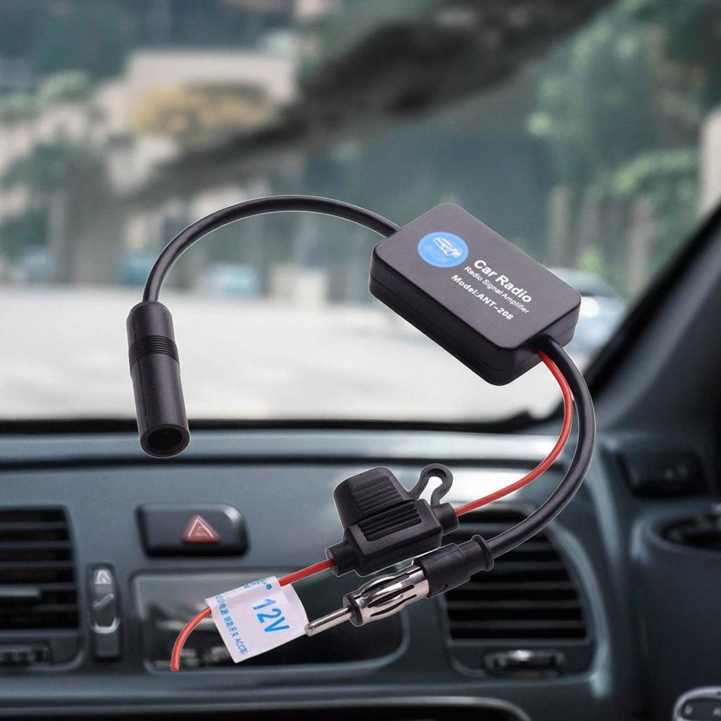 DaiSheng FW-DV12 Universal FM Booster Antenna Car Radio Signal Amplifier Anti-Interference Features 8CM Cable 75 Ohms Impedance