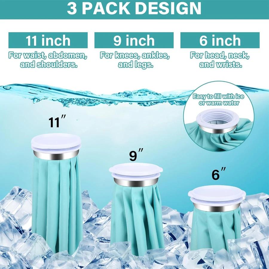 Ice Pack Bag for Injuries Reusable Ice Bag Hot Water Bag Hot & Cold Therapy for Pain Relief No-Leak Elastic Breathable Cold Pack