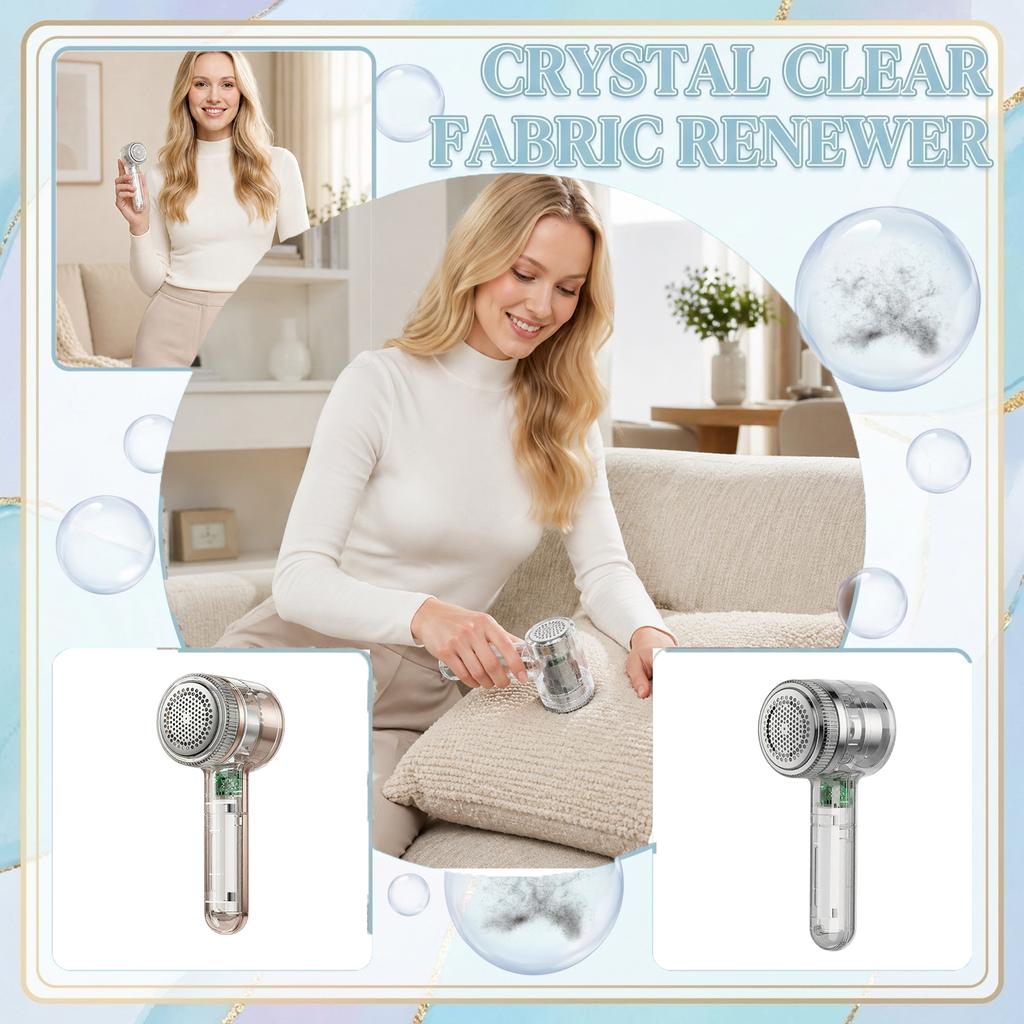 Portable Rechargeable Fabric Lint Remover with Six-Blade Design Handheld Clothes Fuzz Shaver for Home Use and Travel