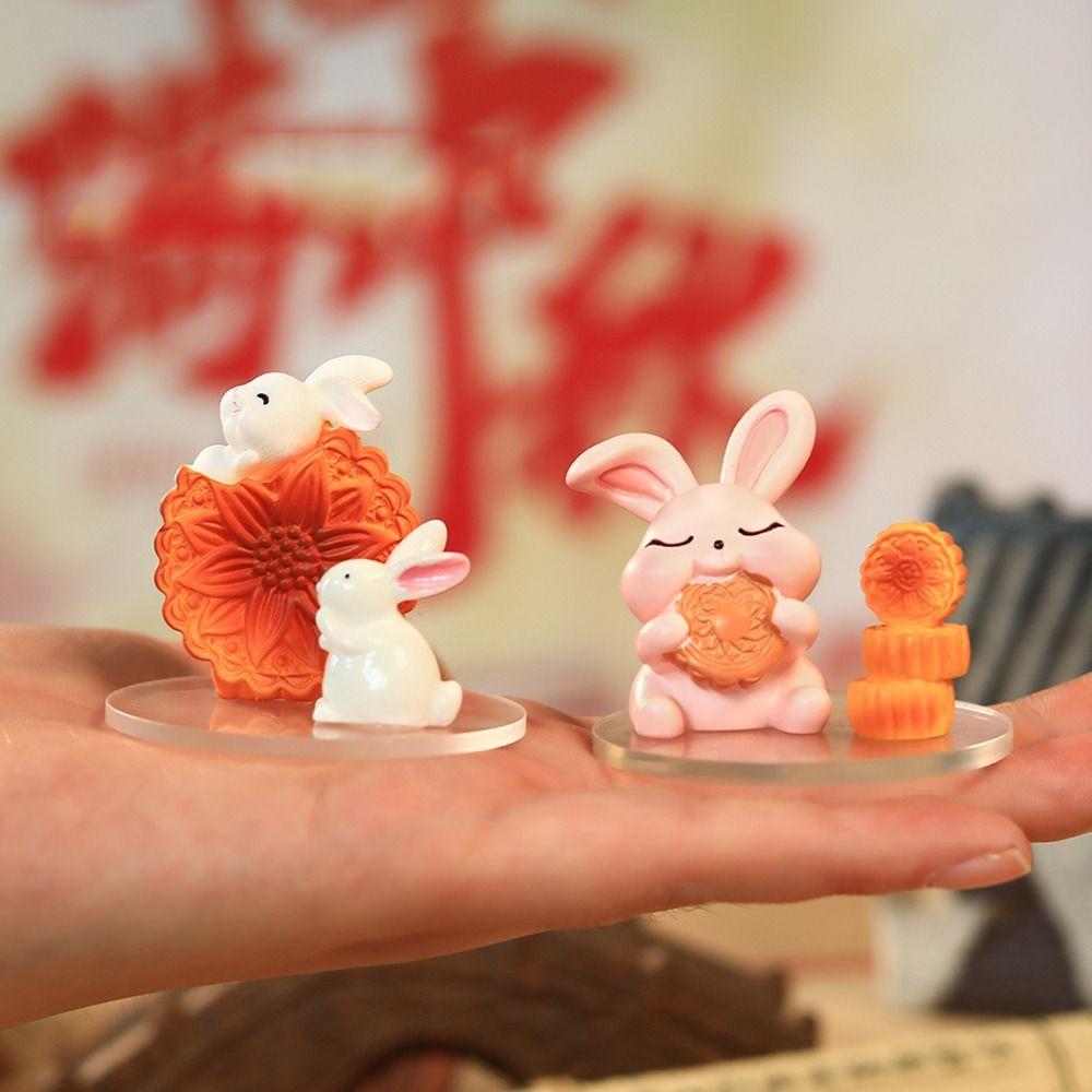 Creative Rabbit Mooncake Figurines Exquisite Micro Landscape Decoration  Easter