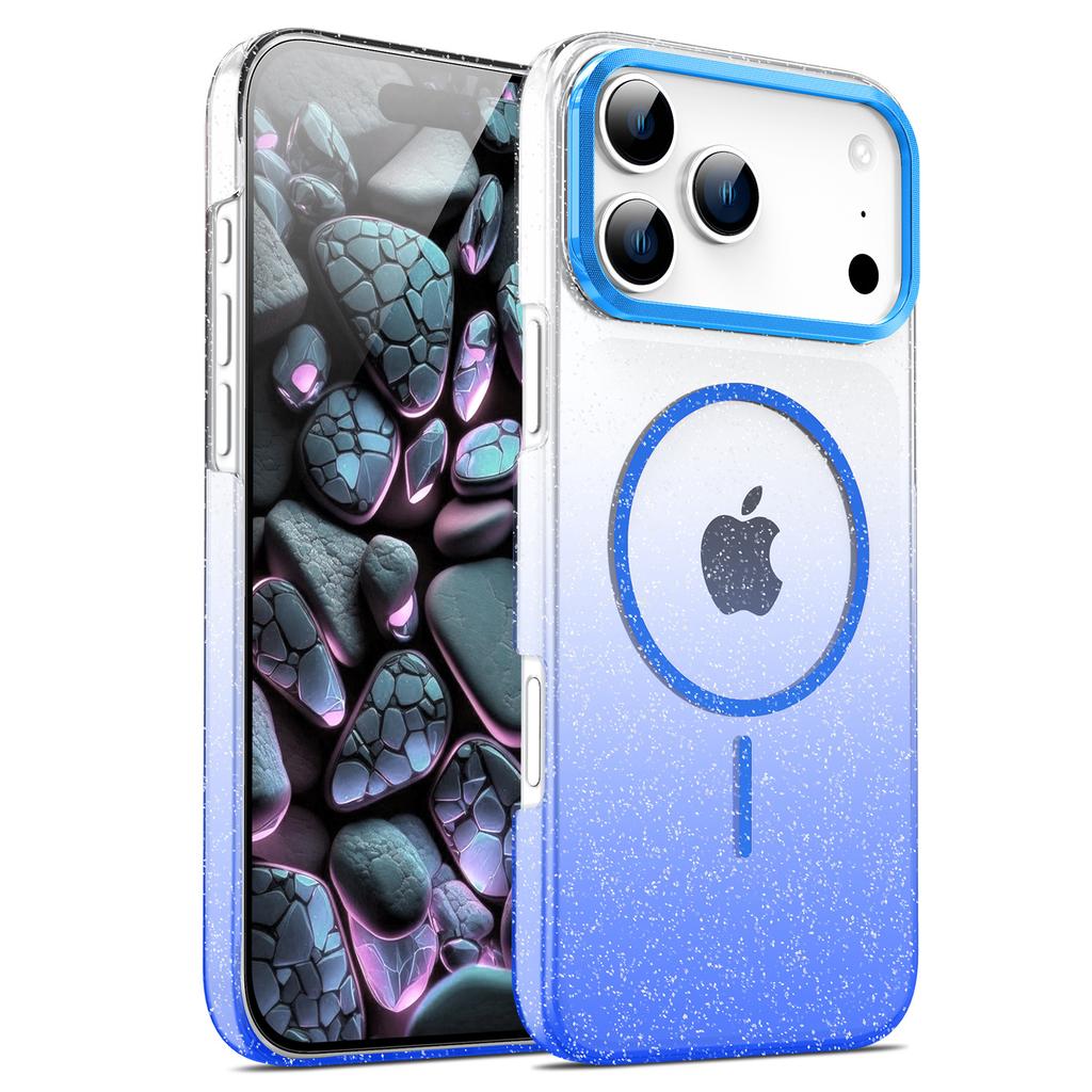 Applicable To Apple 17PROMAX Gradient Flashing Powder Magnetic Suction Phone Case IPhone 16 Advanced Sense 15 Anti Fall Protection Case