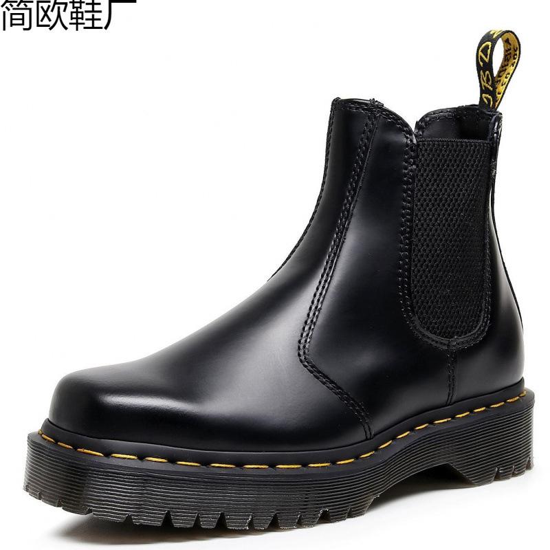 Chelsea boots women s couple motorcycle boots men s British leather short boots men s and women s casual square head 34
