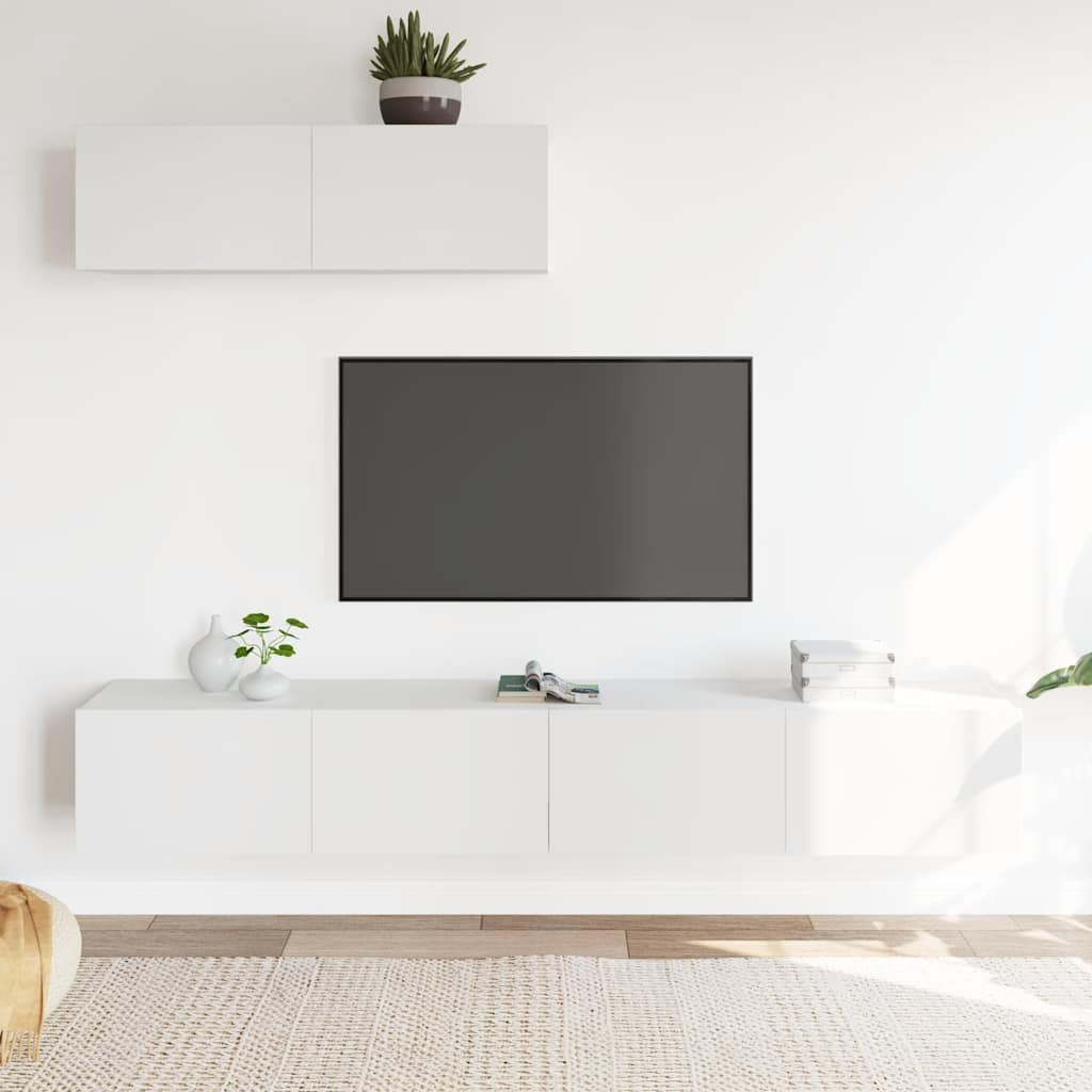 vidaXL 3-tlg. TV-Schrank-Set Weiß Holzwerkstoff anti-blitz weiße