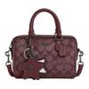 Bolsa Tote Transversal Rowan 18 com Logo e Fechamento em Zíper, Lona Revestida, Pequena para Mulheres, Cor Vinho CX186-QBO2Q