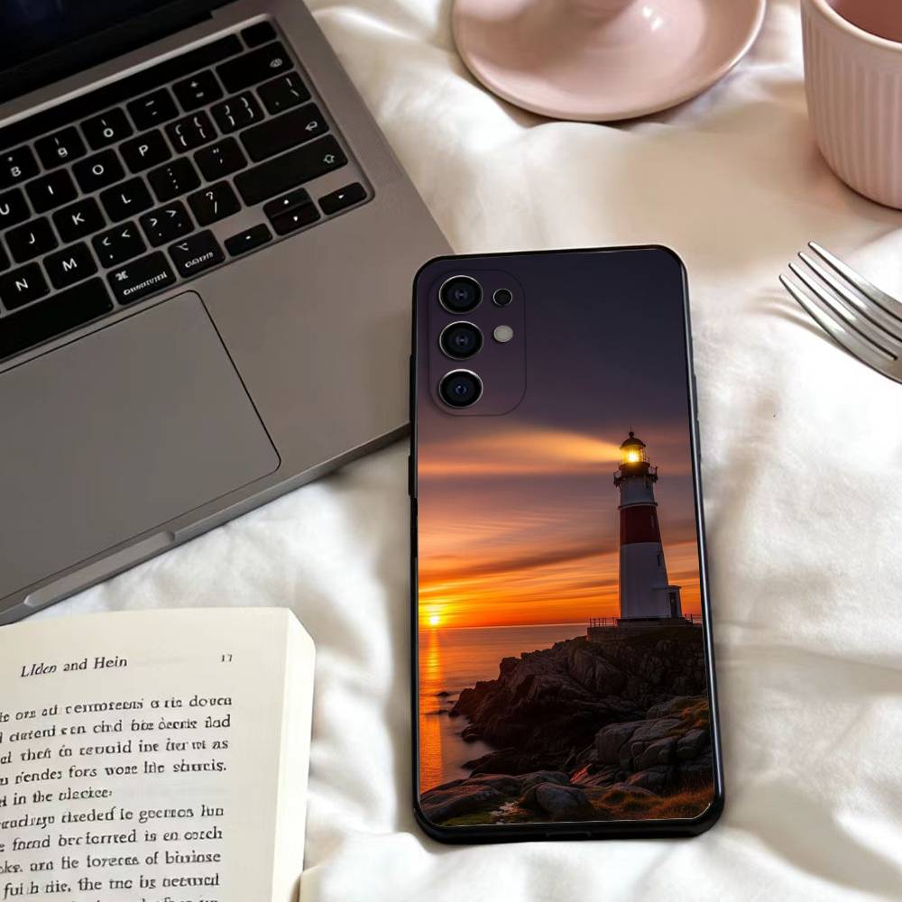 Lighthouse  Phone Case For Samsung S25,24,23,22,30,21,10,9,Ultra,Plus,Lite,FE,4,5 G Soft Black Case