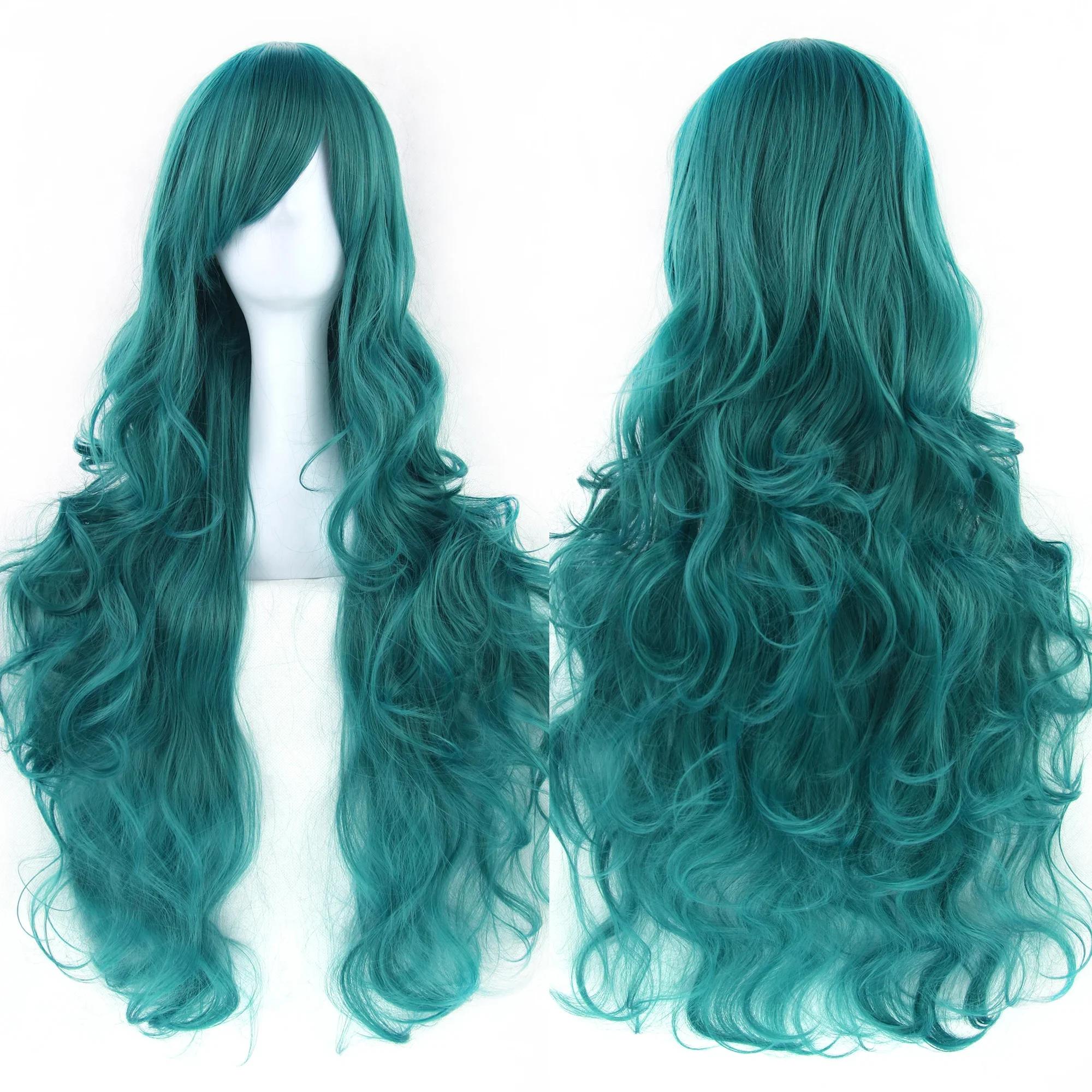 Synthetisch Haar Lang Krullend Kostuum Haar Pruiken Haardeel Roze Wit Feest Haar Anime Cosplay Pruik voor Vrouwen 32inches