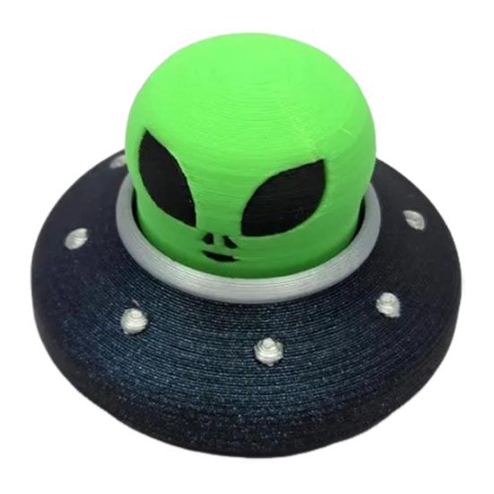 

3D-печатная фигурка летающей тарелки НЛО, мультяшный зеленый инопланетянин, космический корабль, PLA, статуя, скульптура, украшение для домашнего офиса, рабочего стола, орнамент A