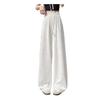 Damenhosen Elastisch Hohe Taille Verstellbarer Kordelzug Einfarbige Weiter Bein Lässige Hosen Durchlöchertes Design Lockere Passform Lang