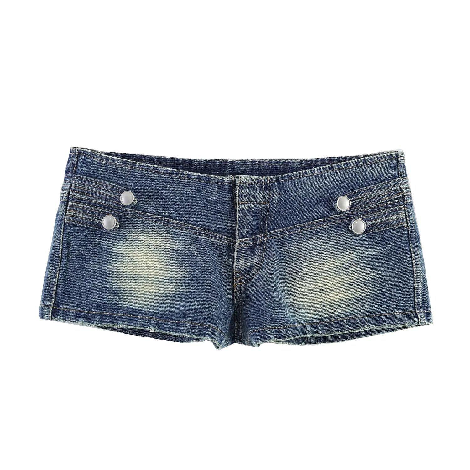 European and American style, new women s clothing, foreign style, fashionable, versatile, fashionable and casual, denim shorts. XS синий