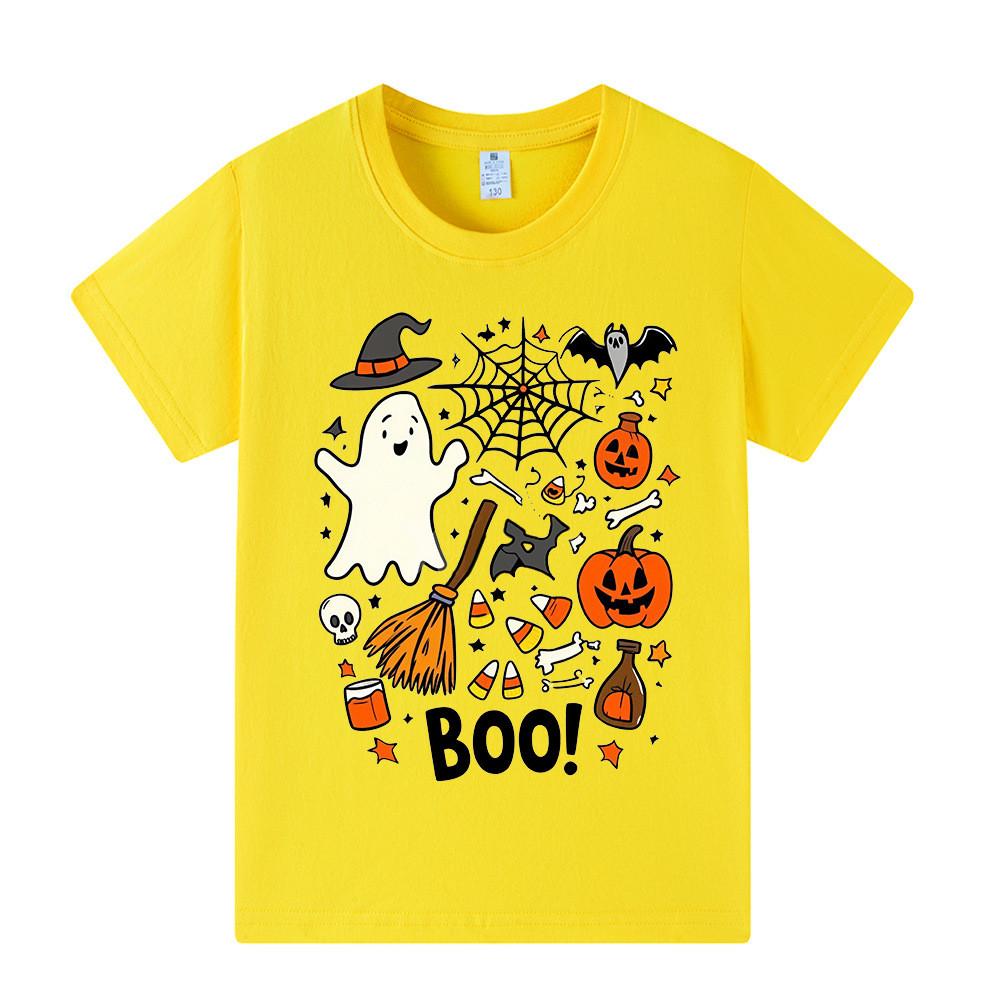 A1653 T-shirt Manches Courtes Halloween Fantôme Garçons Filles