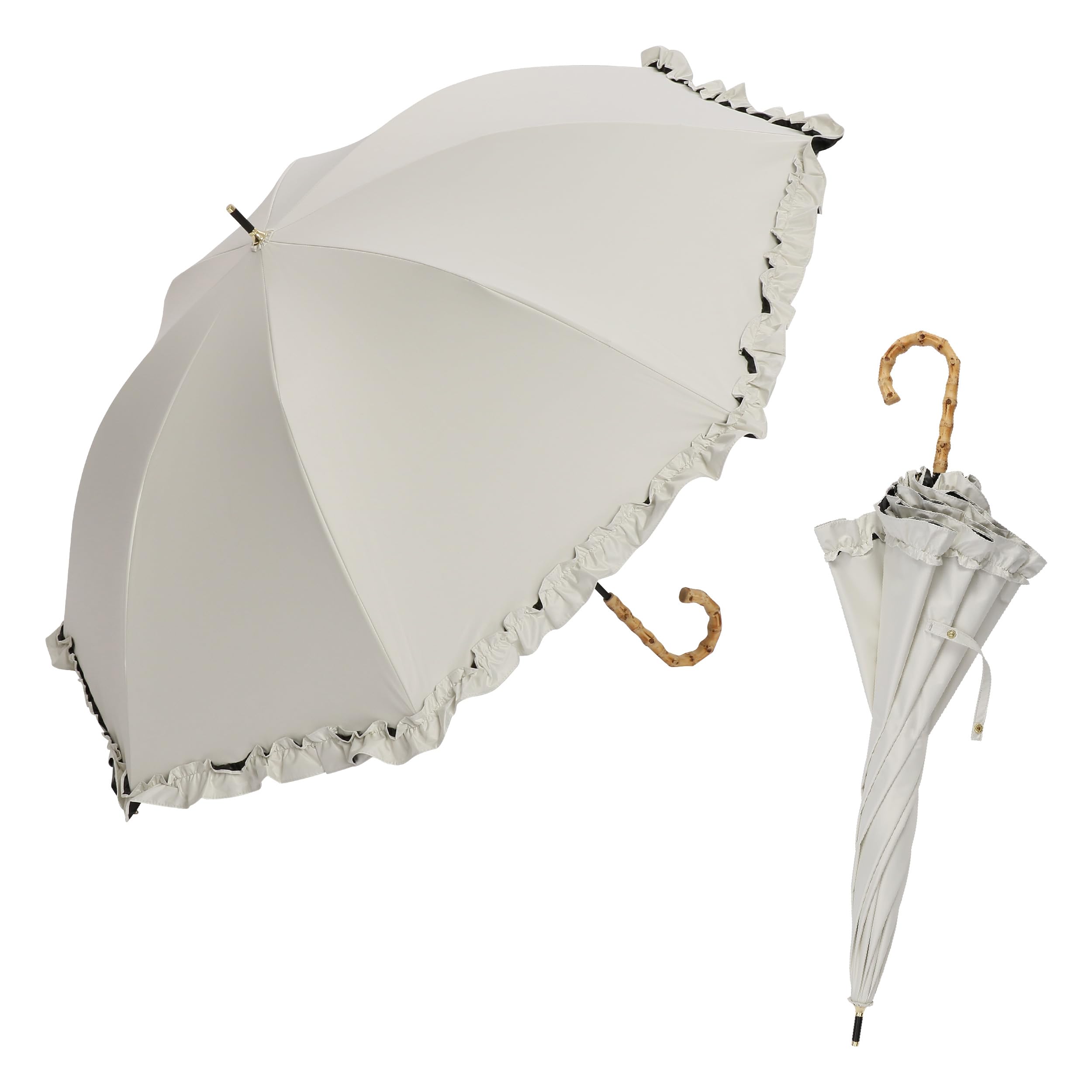 

assa Полный длинный УФ-защита от жары для солнечной и дождливой погоды Бамбуковый FLL Зонт от солнца, Тень, Женский, С оборками, Зонт, 100% защита, Большой, 55 см, Широкий, Легкий,