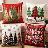 Elk Deer Christmas Pillow Cover Linen Xmas Tree Pillowslip Snowman Pillow Cover  Living Room Sofa