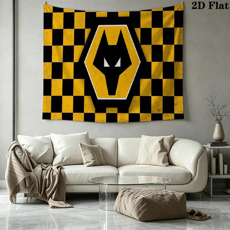 Wolverhampton Wanderers Wandteppich Ästhetisches Wandbehang Gedruckter Stoffdecke Dekorative Wandteppiche für Schlafzimmer Wohnzimmer Heimdekoration