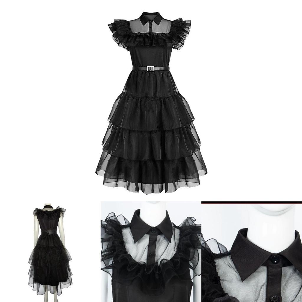 Wednesday Addams Kids Dress Polyester Costume Perfect For Parties And Holidays