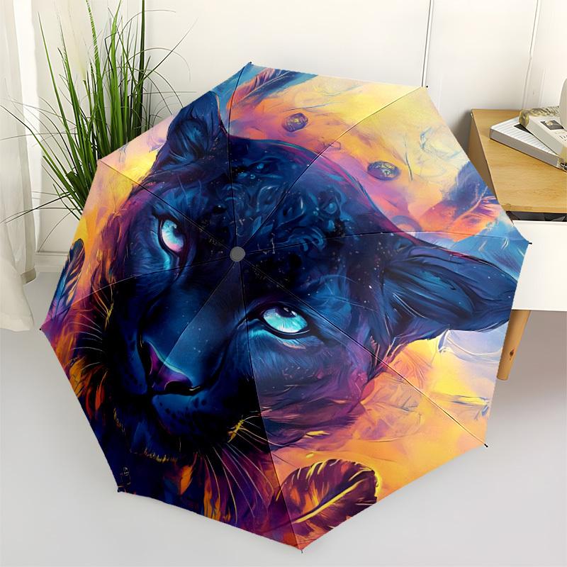

1pc Panther, Abstract Art Automatic Open/Close Umbrella - Portable Collapsible Umbrella with 8-Rib Stability, Fashion Lovers yy251017180