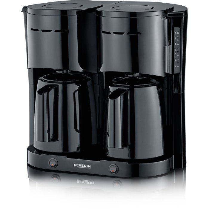 Cafetiere Filtre Isotherme Duo - SEVERIN - KA9315 - Jusqu'a 2L soit 16 tasses - 2 verseuses isothermes - 2 filtres pivotants - Noir