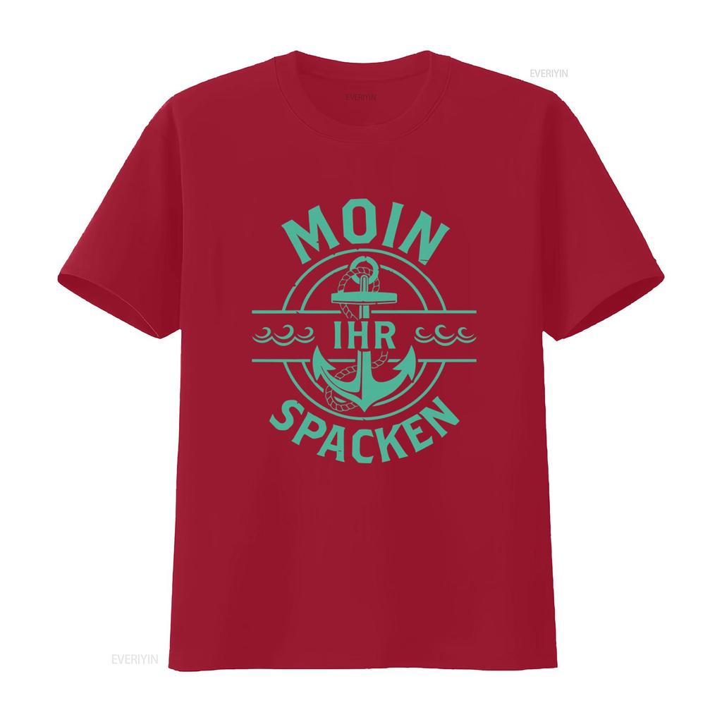 Moin Ihr Spacken Anchor Design T Shirt Fun Funny Sayings Girlie vintage Washed designer clothes fashion Stylish homme Unisex
