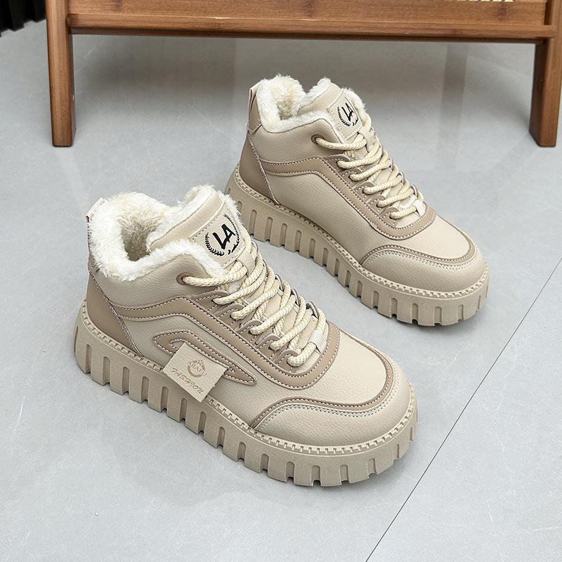 

Високі снігові черевики Жіночі зимові плюшеві студентські бавовняні туфлі Модні товсті підошви Повсякденне спортивне взуття 40 сірий