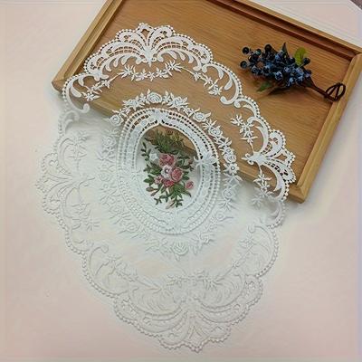 Napperon en Dentelle Française Vintage Élégant Brodé à la Main, Convient pour la Décoration de Salle à Manger à Domicile